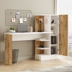 Bureau d'étude moderne - CT2 - Pin atlantique / Blanc - 152,3 x 95 x