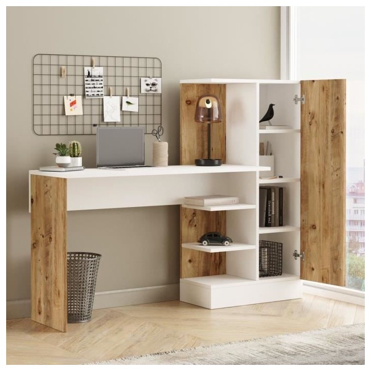 Bureau d'étude moderne - CT2 - Pin atlantique / Blanc - 152,3 x 95 x 50 cm Bureau d'étude moderne - CT2 - Pin atlantique / Blanc - 152,3 x 95 x 50 cm