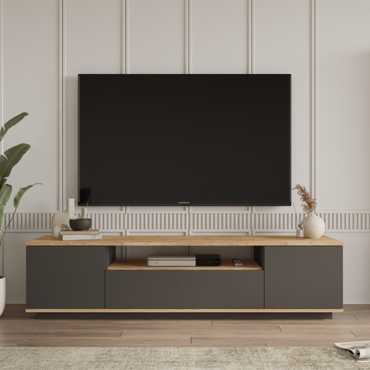 Meuble TV - FR7 - Pin atlantique / Anthracite - 180 x 45 x 45 cm Meuble TV - FR7 - Pin atlantique / Anthracite - 180 x 45 x 45 cm