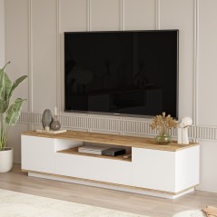 Meuble TV - FR7 - Pin atlantique / Blanc - 180 x 45 x 45 cm