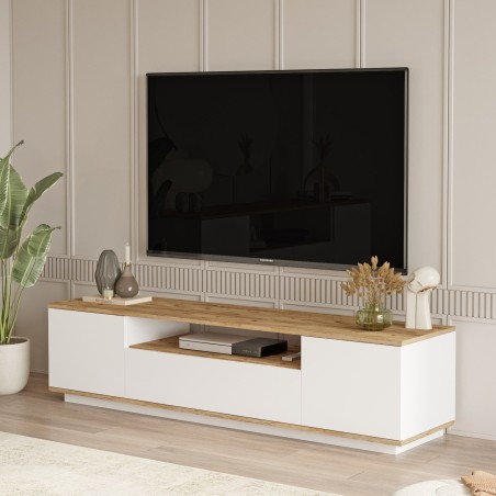 Meuble TV - FR7 - Pin atlantique / Blanc - 180 x 45 x 45 cm