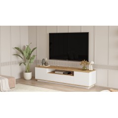 Meuble TV - FR7 - Pin atlantique / Blanc - 180 x 45 x 45 cm