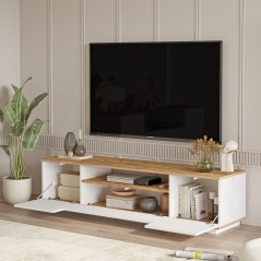 Meuble TV - FR7 - Pin atlantique / Blanc - 180 x 45 x 45 cm