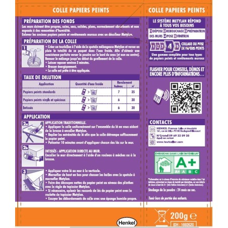 Colle pour tous papiers peints - METYLAN - Max - Paquet de 200g