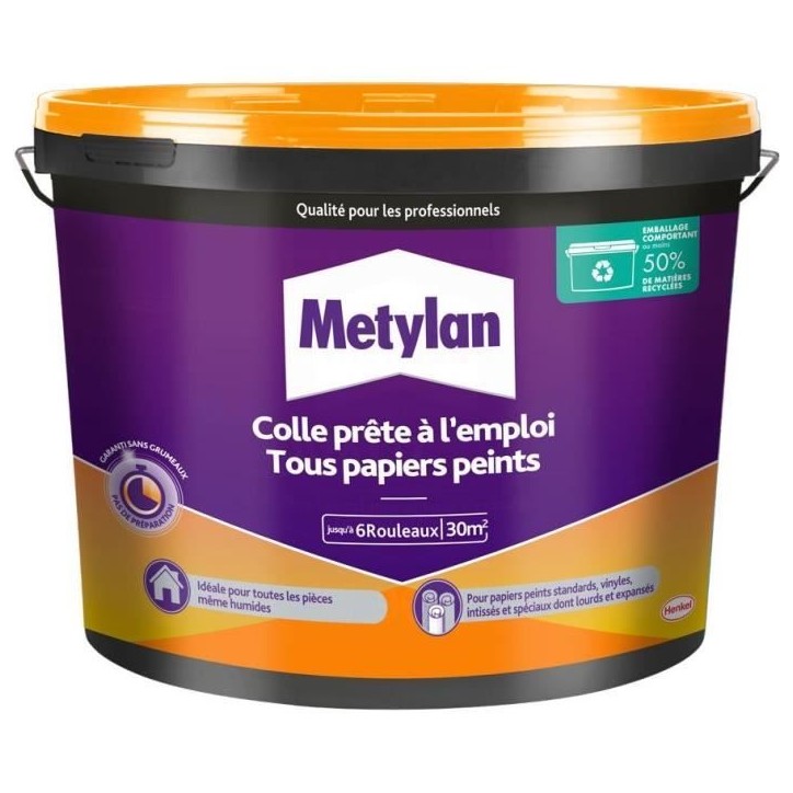 Colle - METYLAN - 2958245 - Pret a l'Emploi - Tous Papiers Peints - Seau - 4,5kg