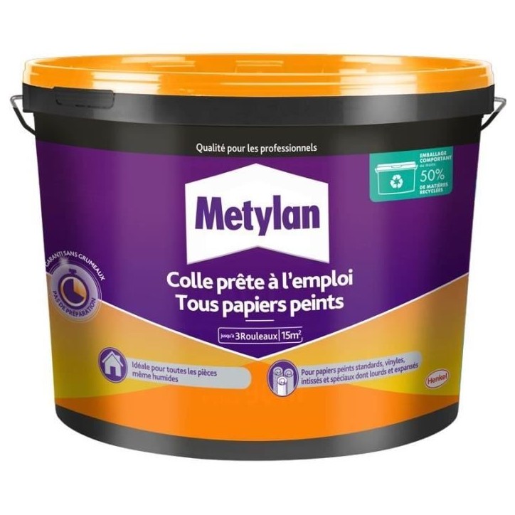 Colle - METYLAN - 2977192 - Pret a l'Emploi - Tous Papiers Peints - Seau - 2,25kg