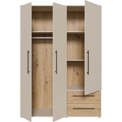 Armoire de chambre - Sable et Chene - 3 portes battantes - L144,4 x P5