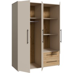 Armoire de chambre - Sable et Chene - 3 portes battantes - L144,4 x P5
