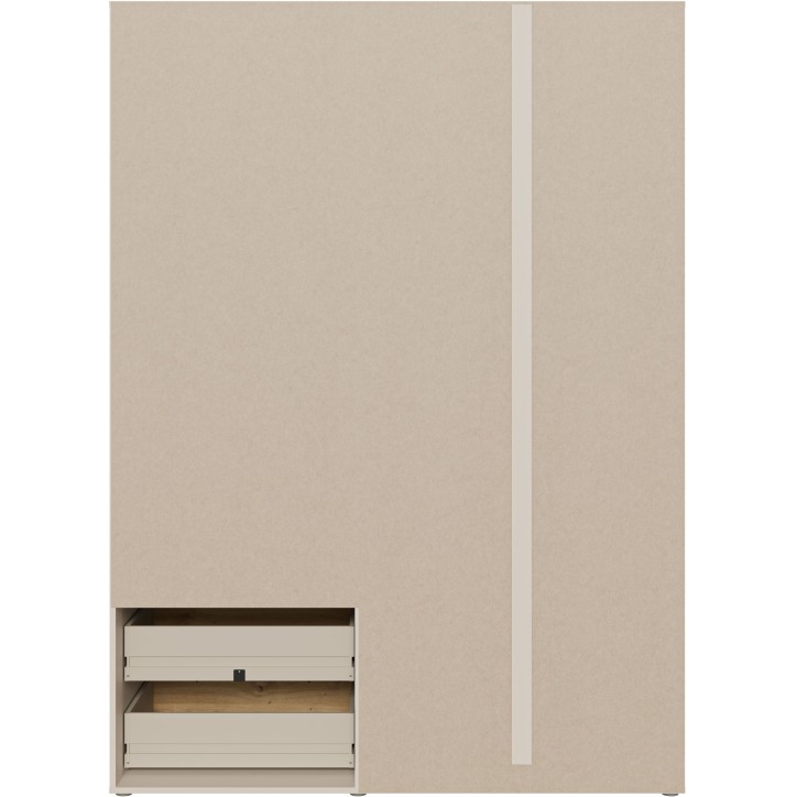 Armoire de chambre - Sable et Chene - 3 portes battantes - L144,4 x P58,8 x H200,1 cm - MOKKARIS