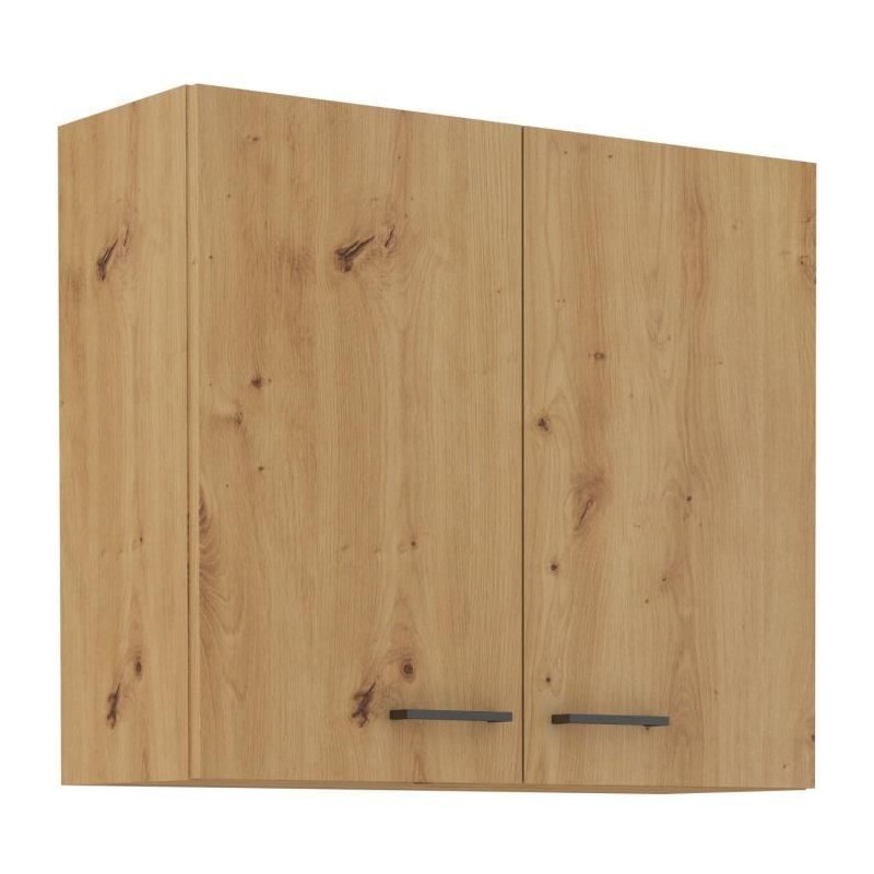 MODENA - Meuble haut - 2 portes - 80 x 71,5 x 31cm - Chene artisan / N
