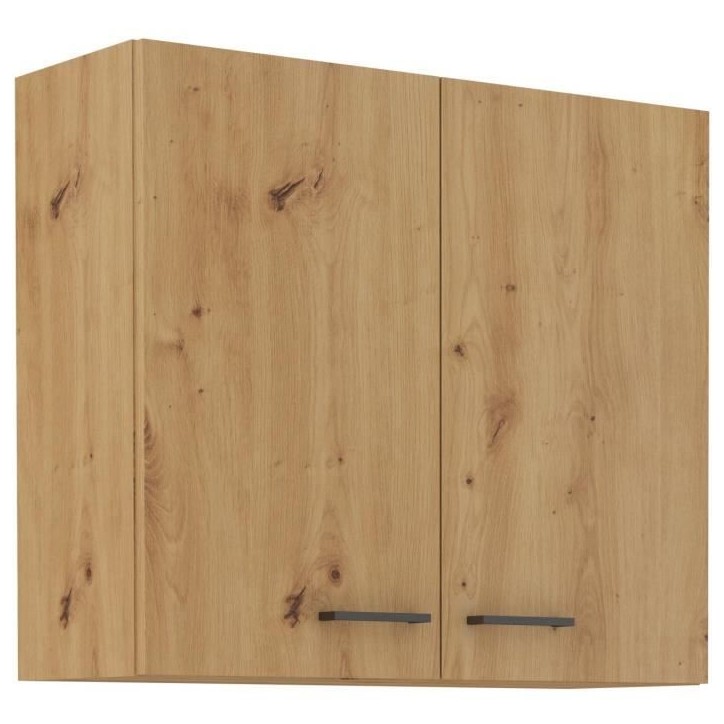 MODENA - Meuble haut - 2 portes - 80 x 71,5 x 31cm - Chene artisan / Noir mat