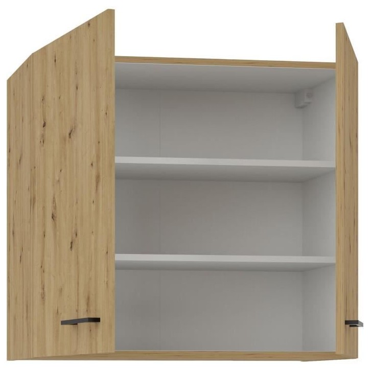 MODENA - Meuble haut - 2 portes - 80 x 71,5 x 31cm - Chene artisan / Noir mat