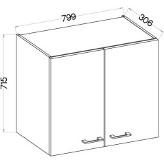 MODENA - Meuble haut - 2 portes - 80 x 71,5 x 31cm - Chene artisan / N