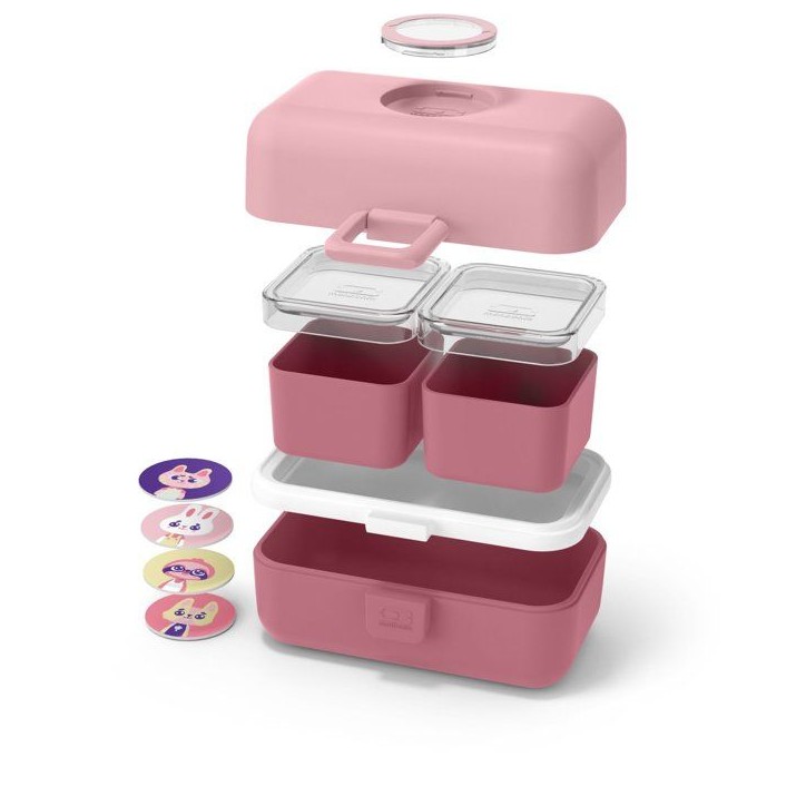 Lunch Box Enfant - MONBENTO - 3 Compartiments - Sans BPA - MB Tresor Rose Blush