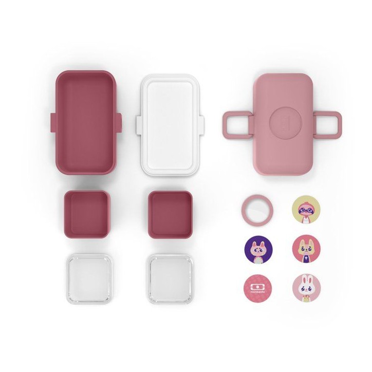 Lunch Box Enfant - MONBENTO - 3 Compartiments - Sans BPA - MB Tresor Rose Blush