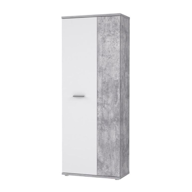 Armoire a chaussures MISCA - Style contemporain effet béton et blanc