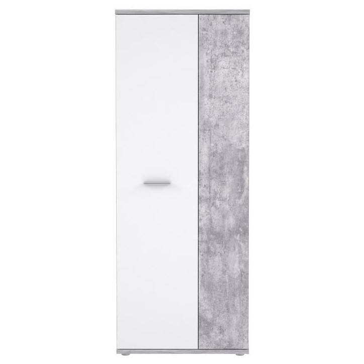 Armoire a chaussures MISCA - Style contemporain effet béton et blanc mat - L 69 cm