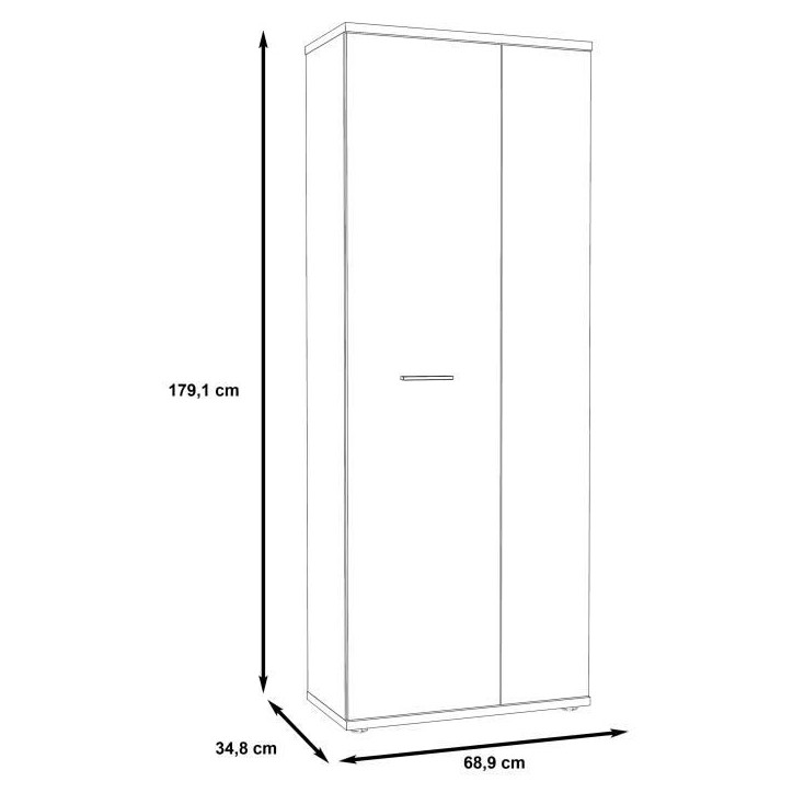 Armoire a chaussures MISCA - Style contemporain effet béton et blanc mat - L 69 cm
