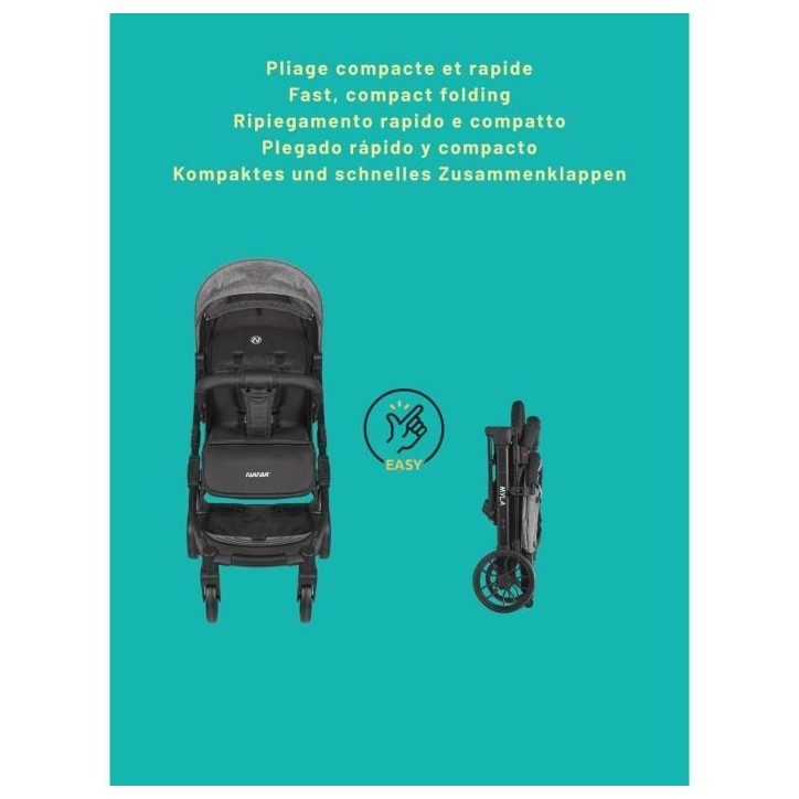 NANIA - Poussette combinée 2-en-1 avec siege auto Rimini - MYLA - 4 roues - Noir NANIA - Poussette combinée 2-en-1 avec siege auto Rimini - MYLA - 4 roues - Noir