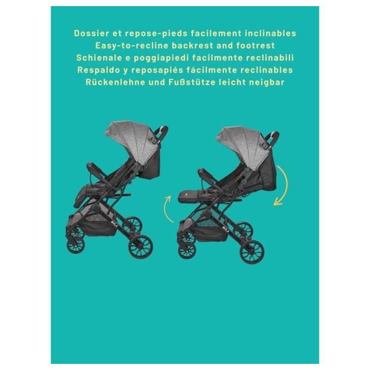 NANIA - Poussette combinée 2-en-1 avec siege auto Rimini + base isofix - MYLA - 4 roues - Noir