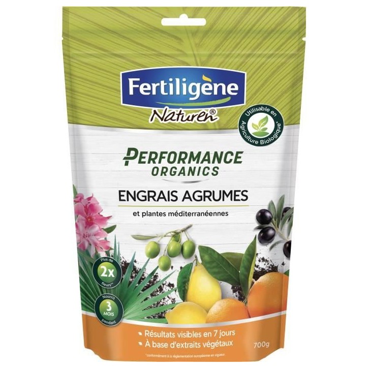 FERTILIGENE Engrais Performance Organics Agrumes, Plantes Méditerranéennes - 700 g FERTILIGENE Engrais Performance Organics Agrumes, Plantes Méditerranéennes - 700 g