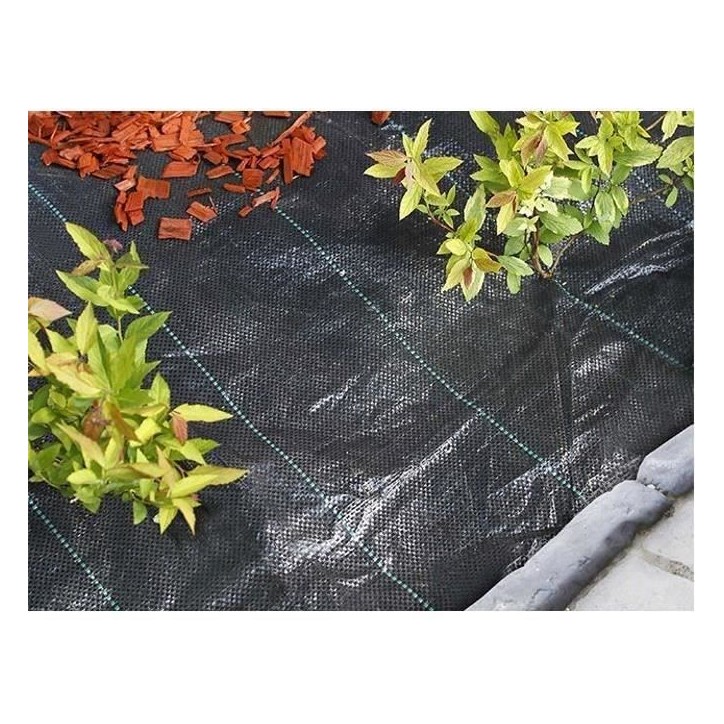 Toile de paillage paysages noire 2,10 x 25 m, traité anti UV, 100 g/m² - Bâche de sol anti mauvaises herbes