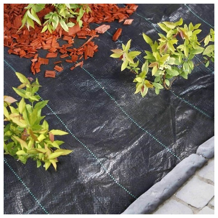 Toile de paillage paysages noire 2,10 x 25 m, traité anti UV, 100 g/m² - Bâche de sol anti mauvaises herbes