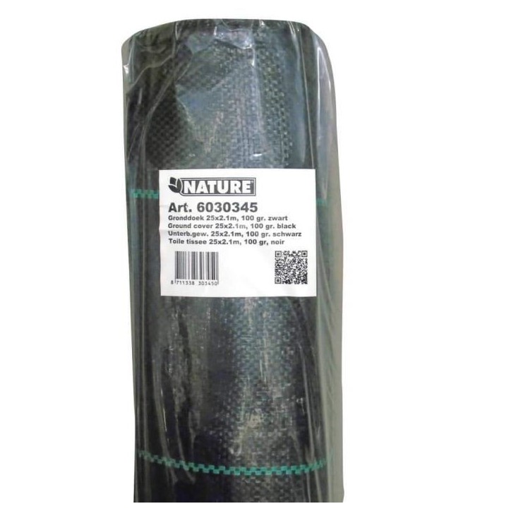 Toile de paillage paysages noire 2,10 x 25 m, traité anti UV, 100 g/m² - Bâche de sol anti mauvaises herbes