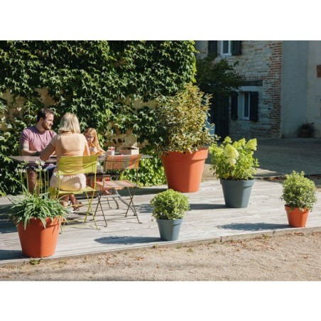 Pot de fleur Rond - Ø 30 cm - EDA - Toscane - 10 L - Intérieur/Extérieur - Ø 30 x H 24 cm - Bleu Jean