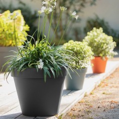 Pot de fleur Rond - Ø 60 cm - EDA - Toscane - 76 L - Intérieur/Extérieur - Ø 60 x H.47 cm - Orange Terre Battue