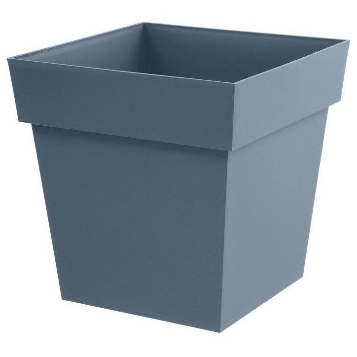 Pot de fleur carré - Toscane - EDA - 39 x 39 x H. 39 cm - Intérieur / Extérieur - 38L - Bleu Jean