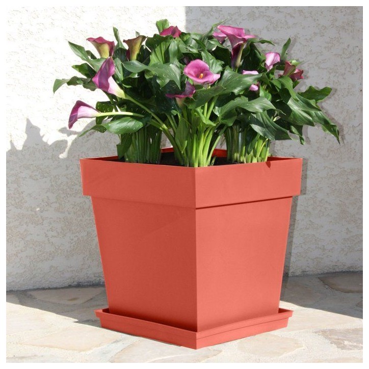 Pot de fleur carré - Toscane - EDA - 39 x 39 x H. 39 cm - Intérieur / Extérieur - 38L - Orange Terre Battue Pot de fleur carré - Toscane - EDA - 39 x 39 x H. 39 cm - Intérieur / Extérieur - 38L - Orange Terre Battue