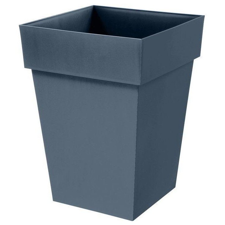 Pot de fleur mi-haut carré - Toscane - EDA - 39 x 39 x H. 53 cm - Intérieur / Extérieur - 51 L - Bleu Jean