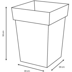 Pot de fleur mi-haut carré - Toscane - EDA - 39 x 39 x H. 53 cm - Int