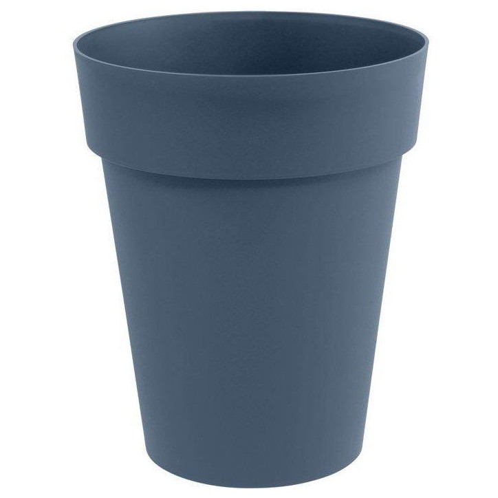 EDA - Pot de fleurs Rond mi-haut - Toscane - Ø 44 x 53 cm - Intérieur / Extérieur - 50 L - Bleu Jean