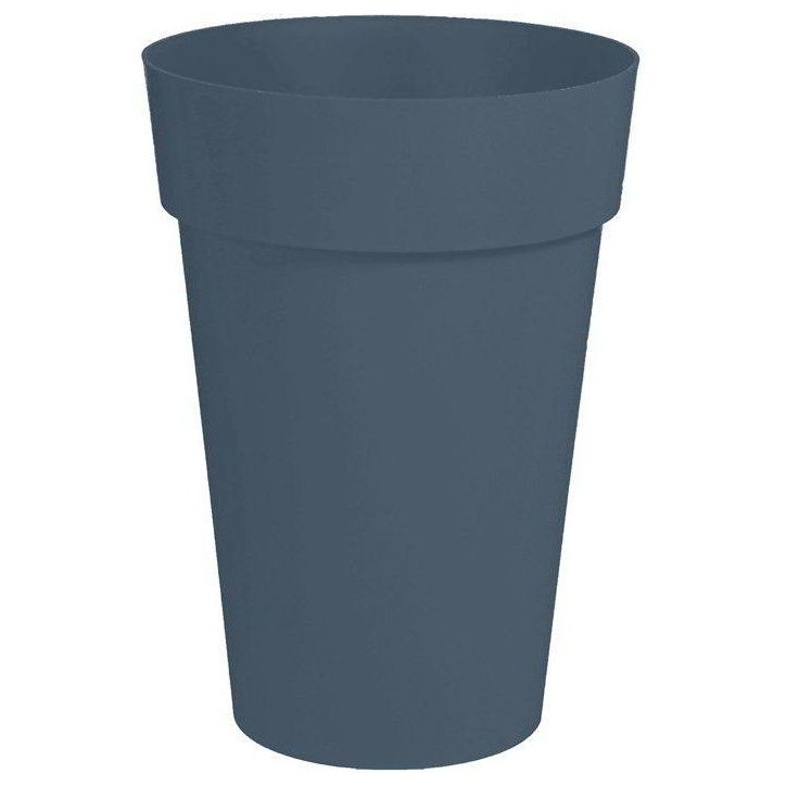 EDA - Pot de fleurs Rond haut- Toscane - Ø 46 x H 65 cm - Intérieur / Extérieur - 67 L - Bleu Jean