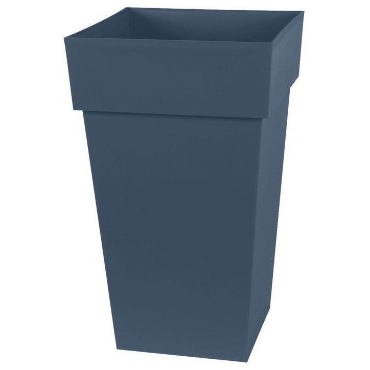 Pot de fleurs haut carré - Toscane - EDA - 39 x 39 x H. 65 cm - Intérieur / Extérieur - 62 L - Bleu Jean