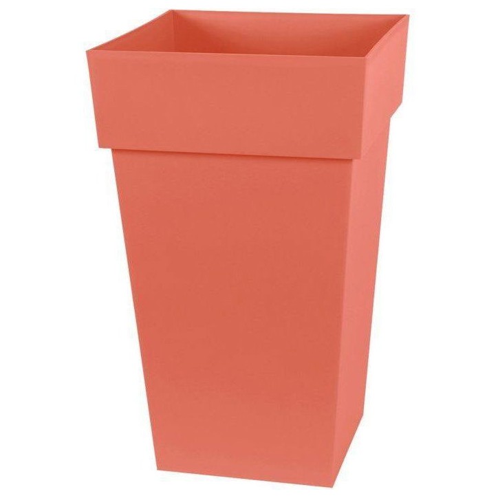 Pot de fleurs haut carré - Toscane - EDA - 39 x 39 x H. 65 cm - Intérieur / Extérieur - 62 L - Orange Terre Battue