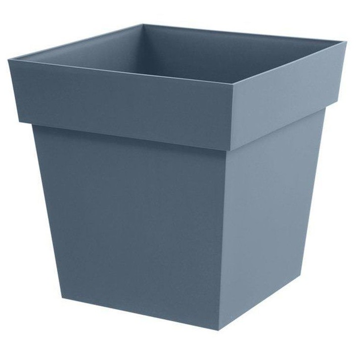 Pot de fleur carré - Toscane - EDA - 32 x 32 x H. 32 cm - Intérieur / Extérieur - 22L - Bleu Jean