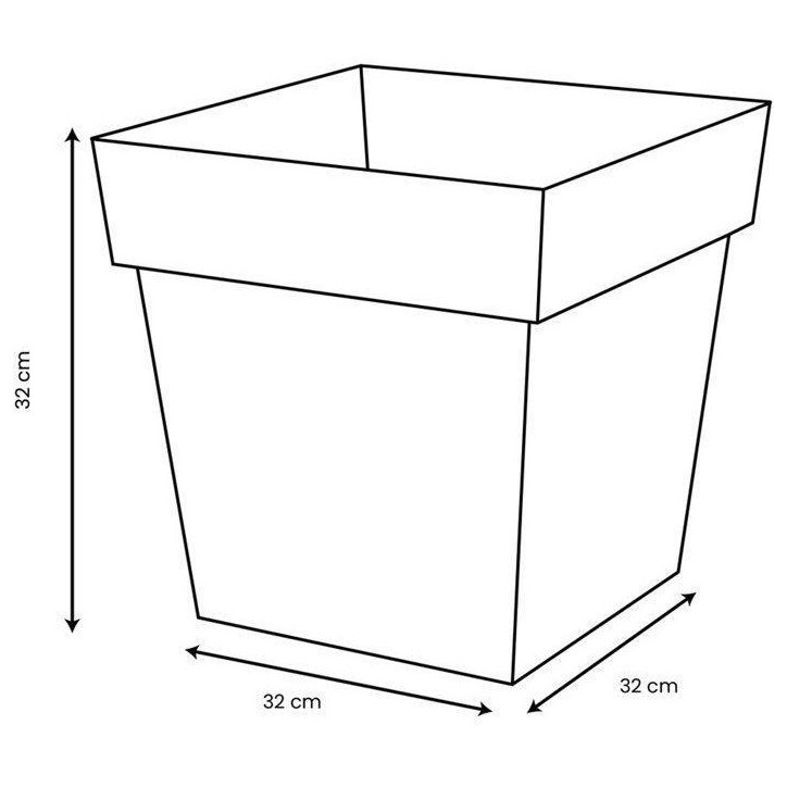 Pot de fleur carré - Toscane - EDA - 32 x 32 x H. 32 cm - Intérieur / Extérieur - 22L - Bleu Jean