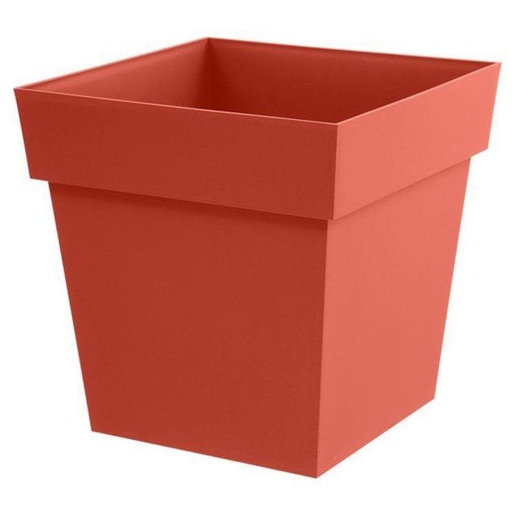 Pot de fleur carré - Toscane - EDA - 32 x 32 x H. 32 cm - Intérieur / Extérieur - 22L - Orange Terre Battue