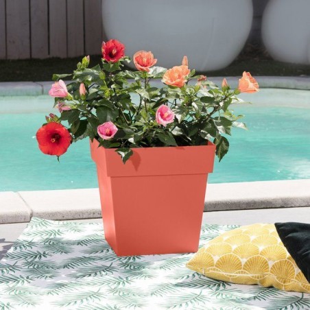 Pot de fleur carré - Toscane - EDA - 32 x 32 x H. 32 cm - Intérieur / Extérieur - 22L - Orange Terre Battue