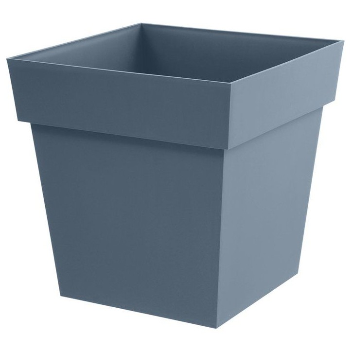 Pot de fleur carré - Toscane - EDA - 49,5 x 49,5 x H.52,5 cm - Intérieur / Extérieur - 87L - Bleu Jean