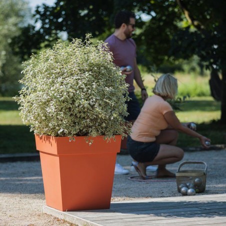 Pot de fleur carré - Toscane - EDA - 49,5 x 49,5 x H.52,5 cm - Intérieur / Extérieur - 87L - Orange Terre Battue