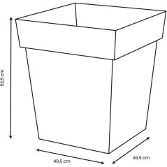 Pot de fleur carré - Toscane - EDA - 49,5 x 49,5 x H.52,5 cm - Intér