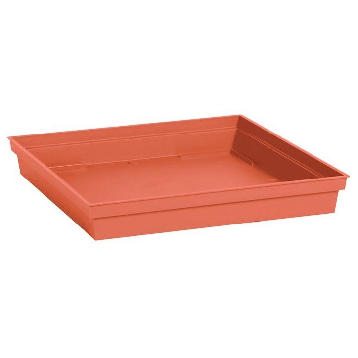 Soucoupe Carrée - EDA - Toscane - 40 cm - Pour Pot 50 cm réf. 013648 - 40 x 40 x H. 5,9 cm - Orange Terre Battue