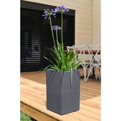 Pot de fleur Carré Haut 30 cm - EDA - Volcania Up - 36 L - Intérieur/Extérieur - 29,5 x 29,5 x H. 49,5 cm - Gris Anthracite