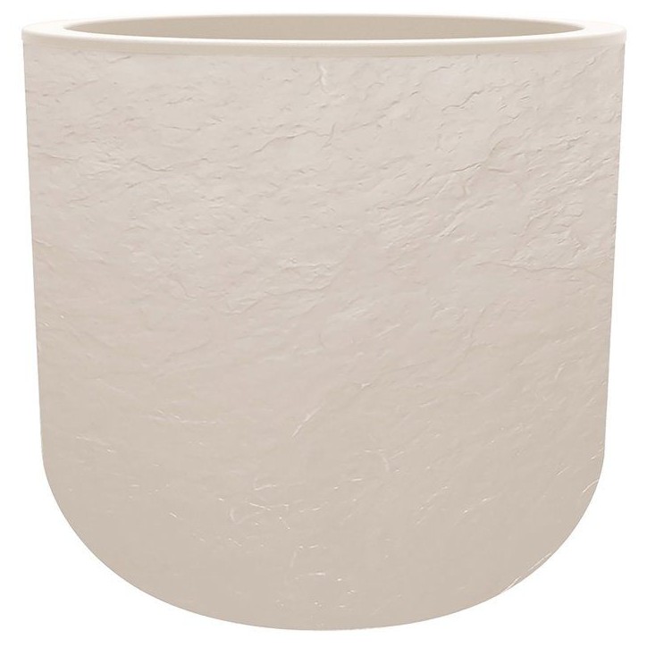 Pot de fleurs Rond 40 cm - EDA - Volcania Up - 32,5 L - Intérieur/Extérieur - Décor Pierre - Ø 38,5 x H. 36,8 cm - Beige Cal