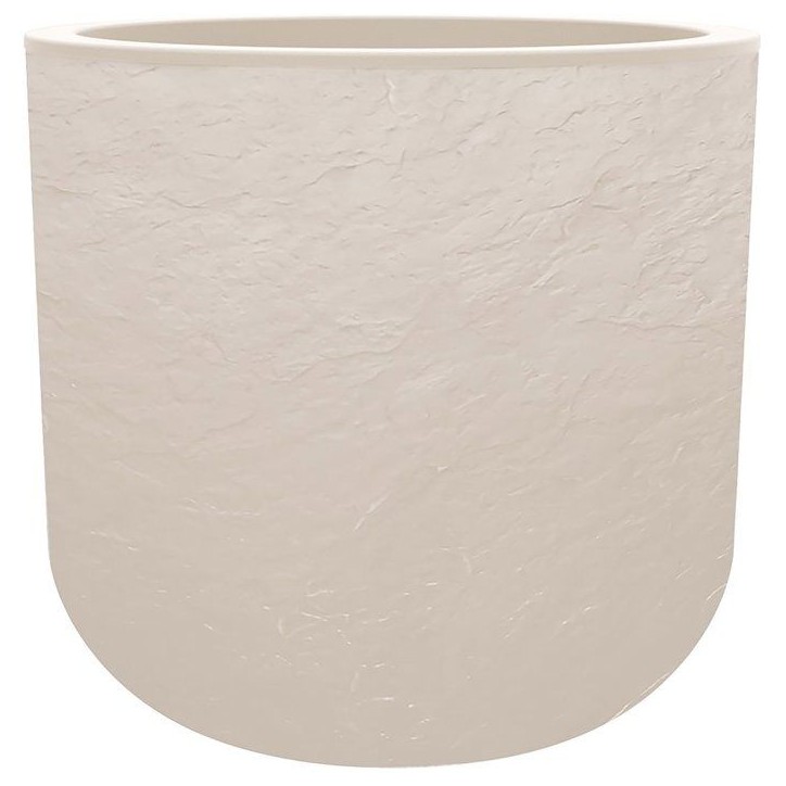 Pot de fleurs Rond 50 cm - EDA - Volcania Up - 67 L - Intérieur/Extérieur - Décor Pierre - Ø 48,5 x H. 46,2 cm - Beige Calca