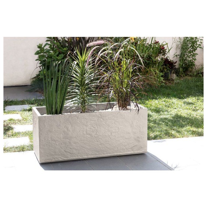 Jardiniere - EDA - Volcania - 98 L - Intérieur / Extérieur - Décor Pierre - 99,5 x 39 x H. 43 cm - Beige Calcaire Jardiniere - EDA - Volcania - 98 L - Intérieur / Extérieur - Décor Pierre - 99,5 x 39 x H. 43 cm - Beige Calcaire